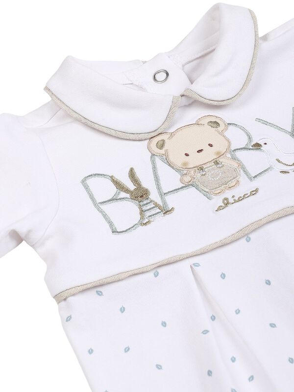 Infants White Leg Opening Baby Suit image number 2